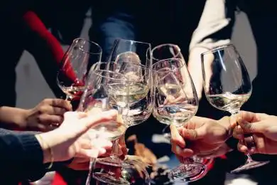 商务人士聚会喝酒碰杯