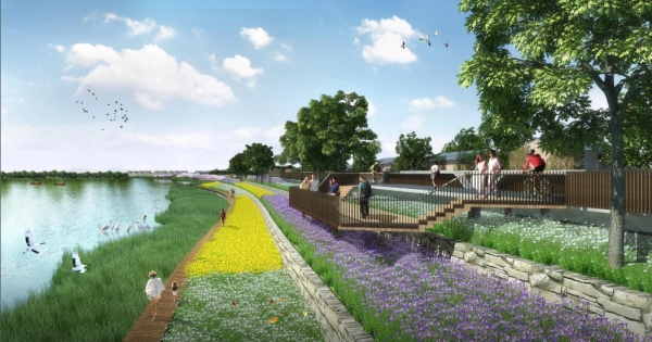 堤坝景观改造效果图