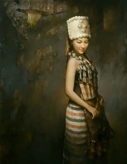 笔法细腻生动传神田小平女性人物油画绘画欣赏