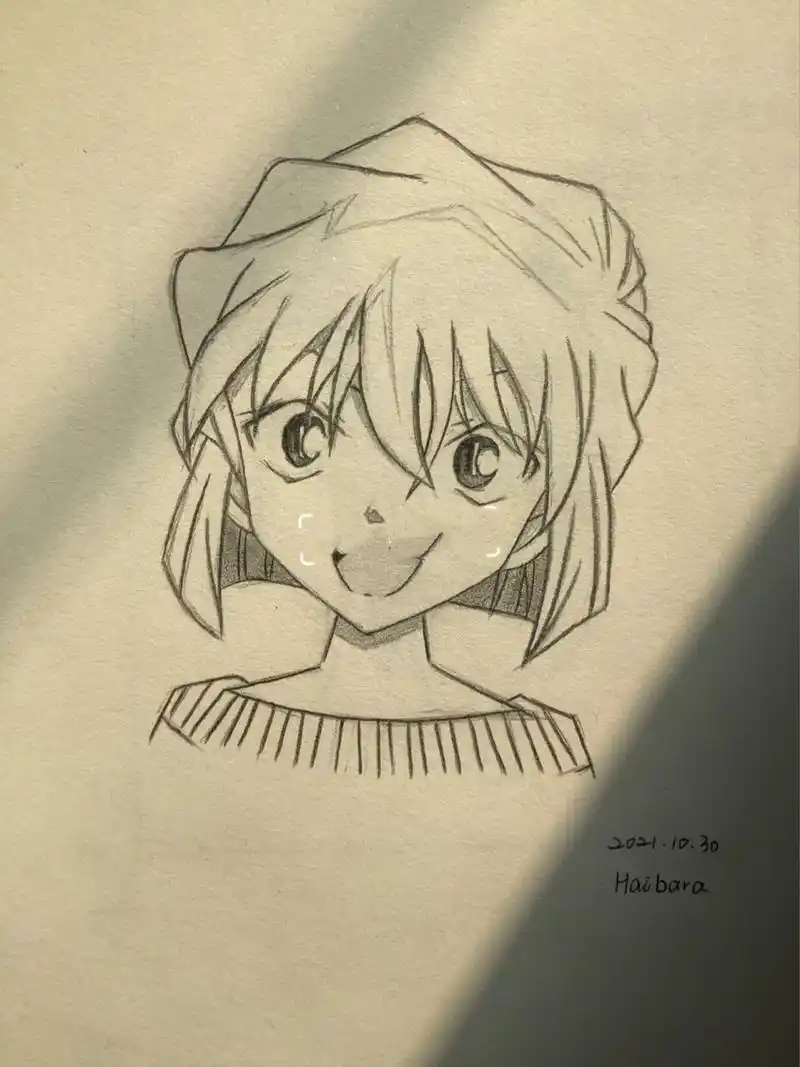 灰原哀(临摹) 名侦探柯南 哀酱 动漫手绘临摹 时间过得越久人心的距离