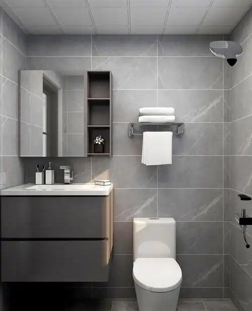 三居室现代简约卫生间装修实景图片欣赏-105平米现代风格卫生间马桶