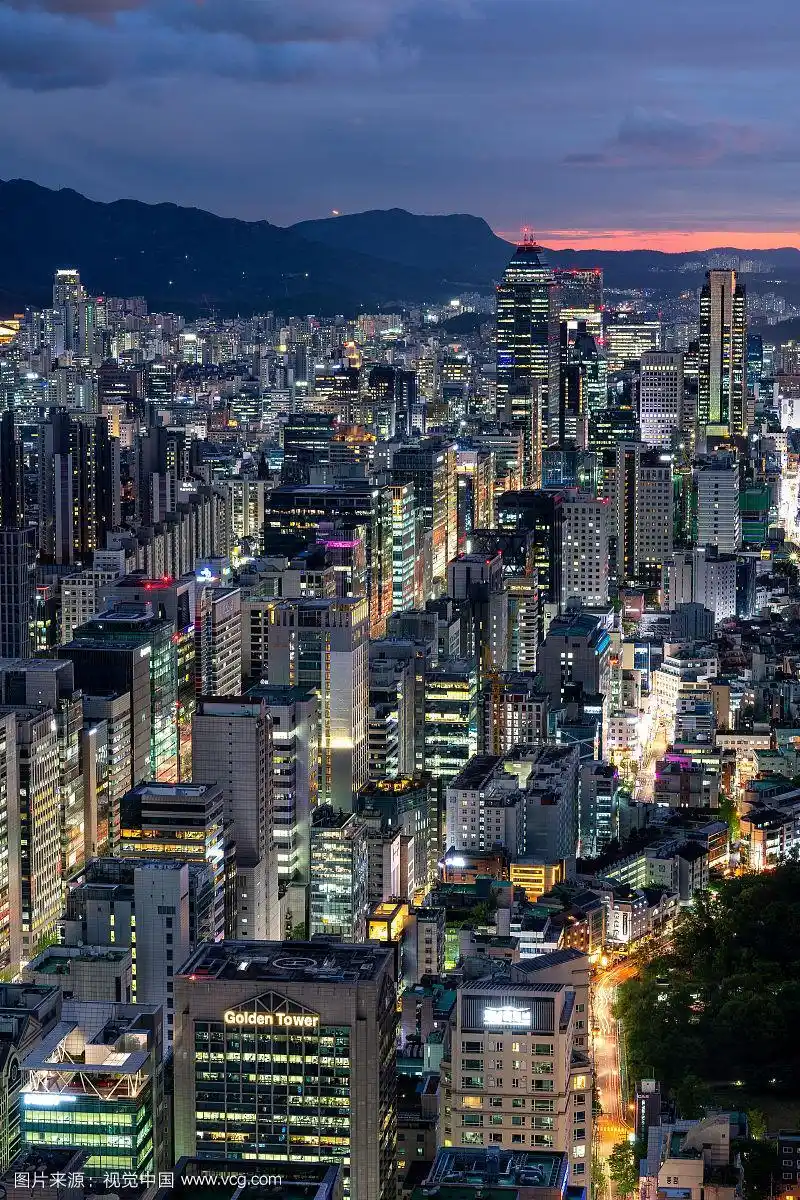 韩国首尔江南世界贸易中心夜景(鱼眼镜头)