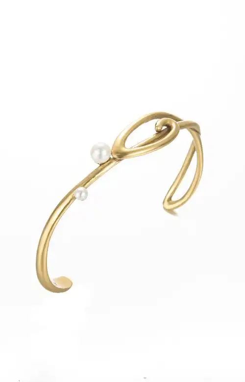 fellala翡拉拉音符时尚简约人造珍珠手镯 气质韩国个性开口腕饰