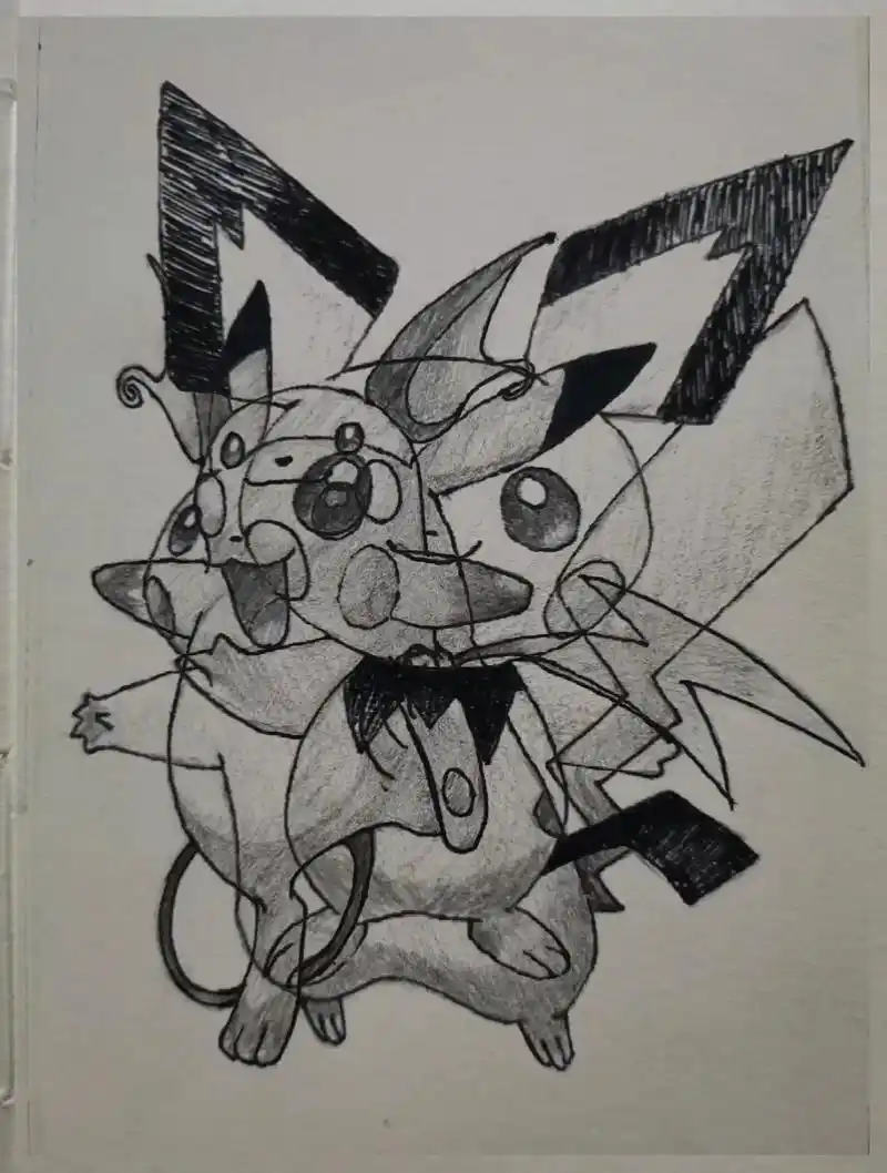 一起画宝可梦,皮丘->皮卡丘->雷丘.#一起学画画 #宝可梦