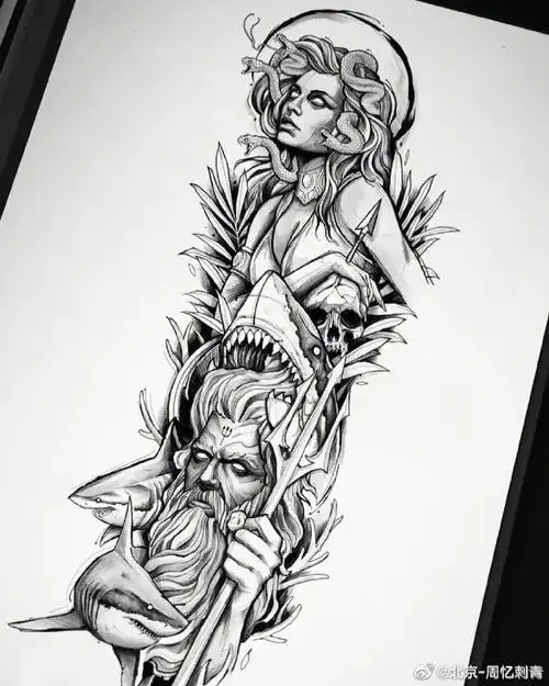 纹身分享##纹身设计##暗黑纹身手稿