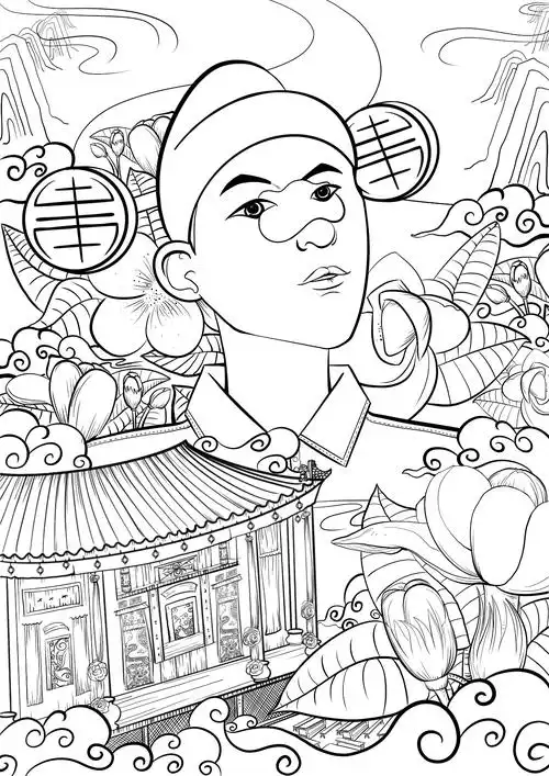 粤剧六柱制行当粤伴香膏包装插画作品