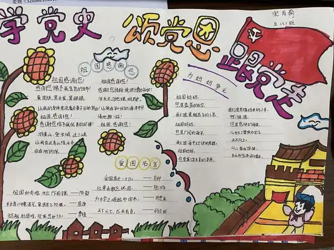 新店镇小湖小学开展学党史强信念跟党走手抄报比赛