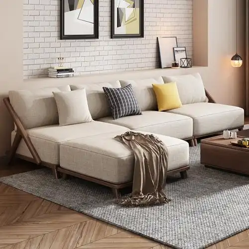 北欧风格现代简约实木布艺沙发小户型客厅整装转角沙发组合家具