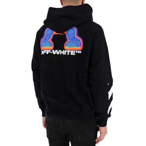 off white 新品男女同款棉质印花图案连帽套头衫长袖卫衣男