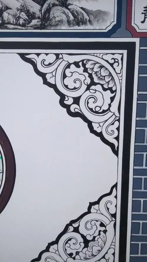 白族民居云南白族文化墙体彩绘壁画墙绘白族民居彩绘