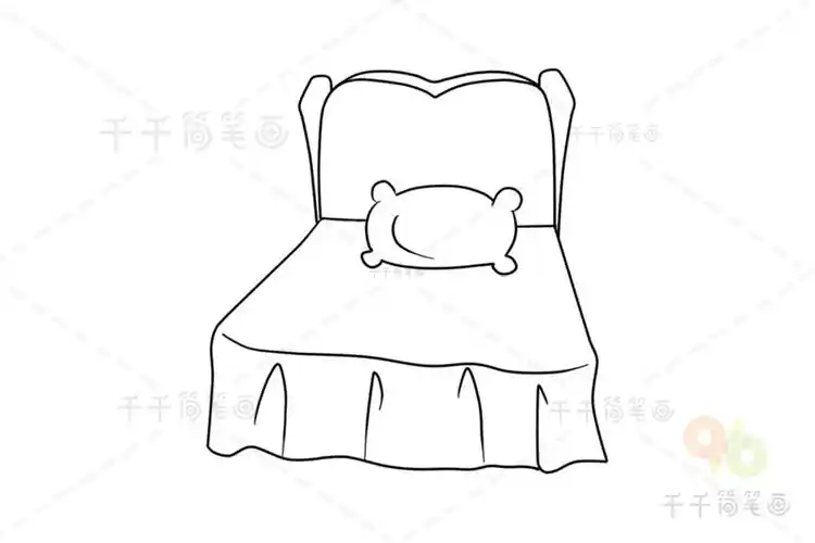 小清新少女单人床简笔画图片