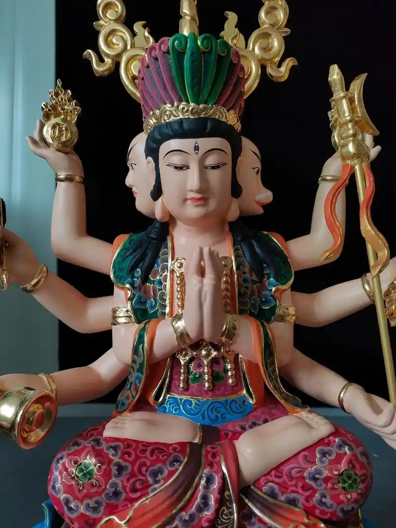 木雕君斗姆元君木雕星君彩绘香樟木道观教神像摆件寺庙供奉定制  - 抖