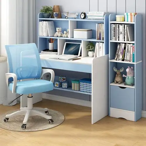 古达小学生书桌组合家用简约可升降书柜书架一体桌儿童学习桌