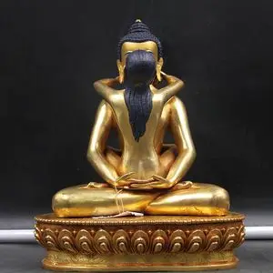 尼泊尔普贤王如来双身佛像手工紫铜鎏金普贤如来密宗供奉摆件7寸