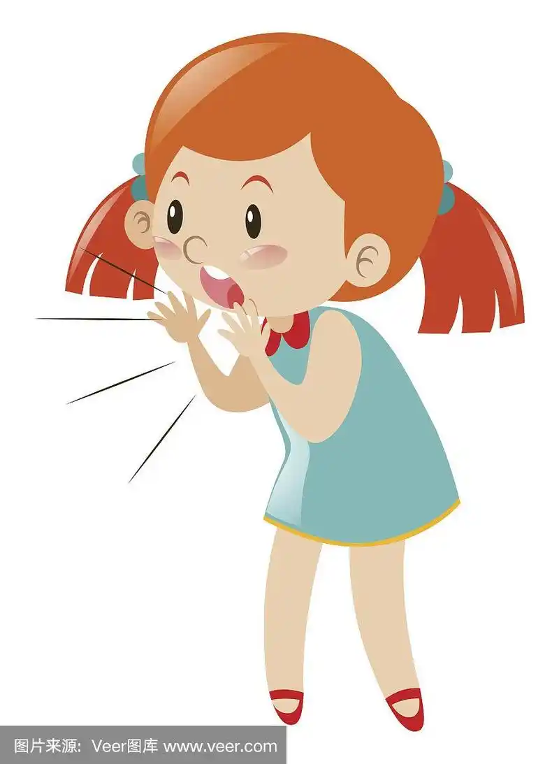 穿蓝色衣服的小女孩在叫喊