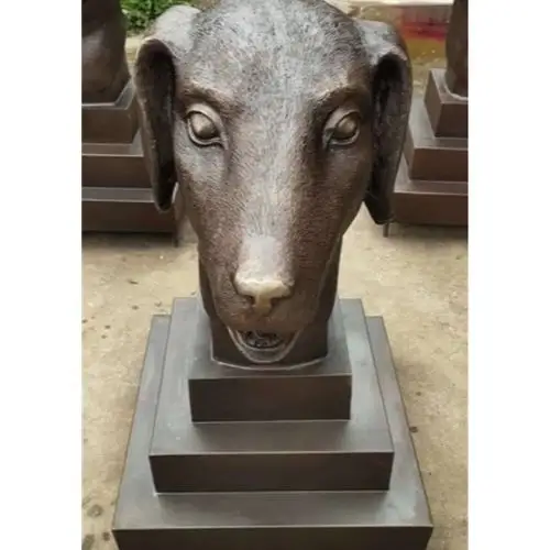 纯铜十二生肖首-铜圆明园十二生肖首-铜生肖狗