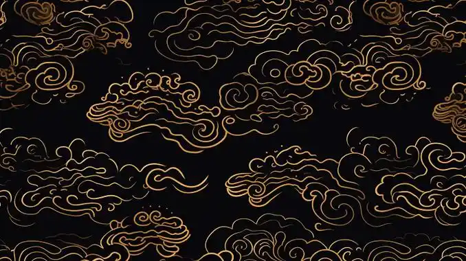 国风国潮背景花纹祥云中国风国潮黑色背景金边花纹图形素材花纹