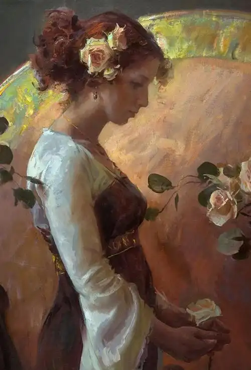 充满色彩自由深度的笔触的人物肖像油画作品