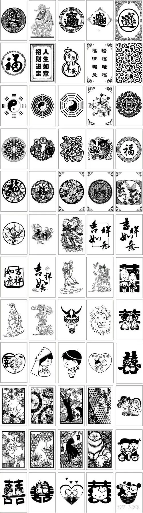 黑白贴纸激光雕刻矢量图