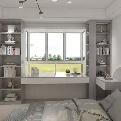 全屋定制阳台飘窗书桌书柜一体组合设计定做储物飘窗柜