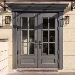 农村别墅大门双开门家用乡村防盗门玻璃入户门铜门进户子母四开门