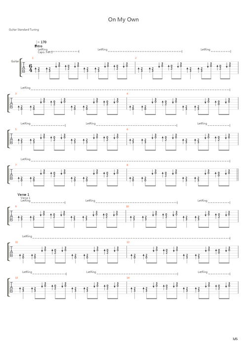 on my own吉他谱