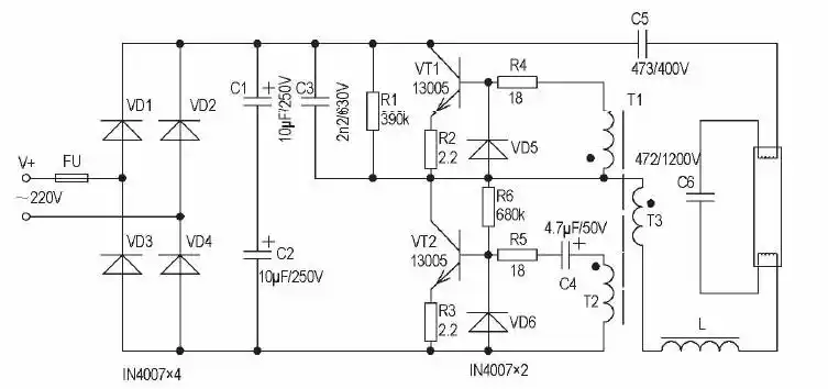 2040w电子镇流器的原理与维修