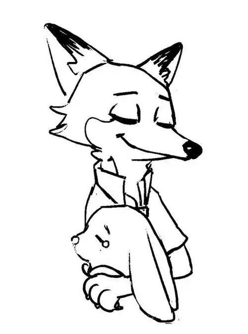 疯狂动物城简笔画作品之狐狸尼克和兔子朱迪疯狂动物城简笔画