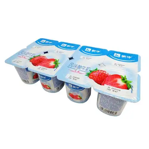 蒙牛原味草莓黄桃大果粒风味酸奶连杯100g8杯营养早餐视频