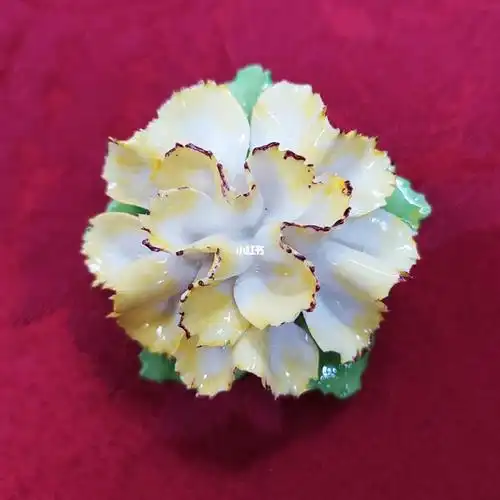 英国回流中古立体手工陶瓷花朵胸针