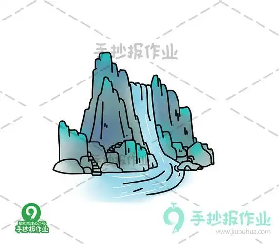 瀑布简笔画