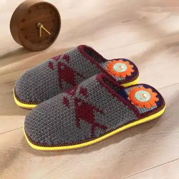 毛线鞋手工编织2022秋冬新款婚嫁居家细毛线拖鞋成品手工钩织细毛线