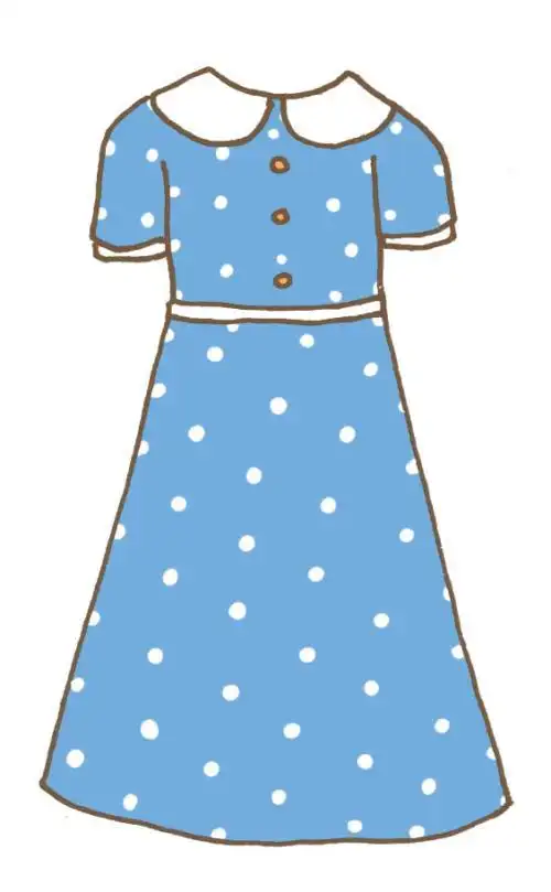 简笔画女生彩色裙子