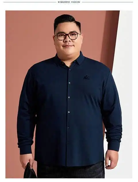 恒源祥(hyx)大码男装肥胖男士中年加薄绒无痕长袖衬衫加大加肥爸爸