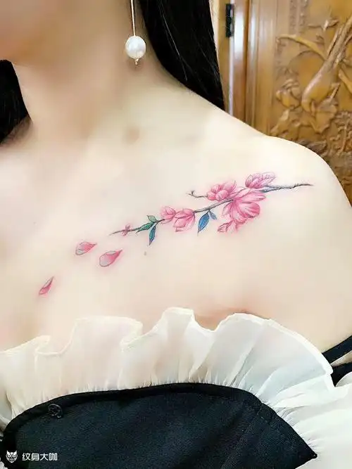 美女胸口花_纹身图案手稿图片_张金全的纹身作品集