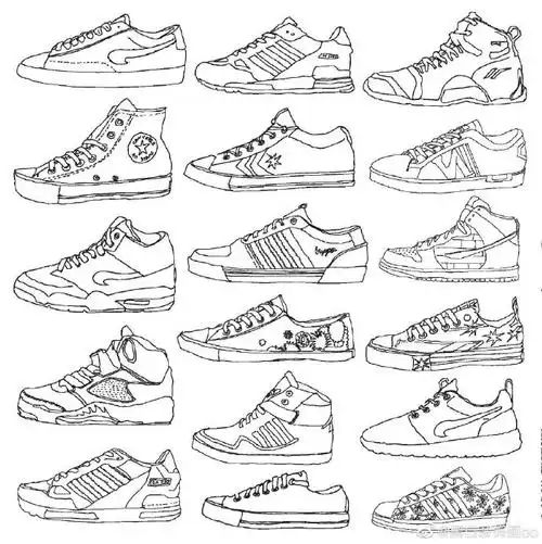 鞋子绘画素材#儿童创意美术##简笔画#作者:@黑白装饰画oo