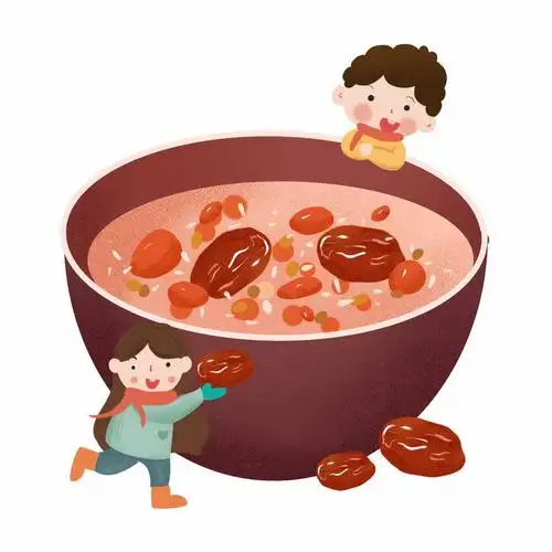 可爱卡通彩绘红枣腊八粥八宝粥养生粥腊八节传统美食图片免抠png素材