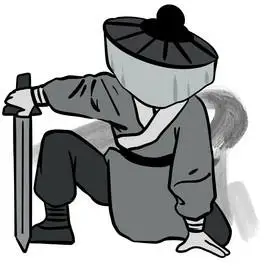 水墨古风戴斗笠侠客