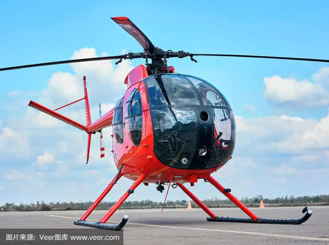 直升机,红色,飞机跑道,可爱的,商务