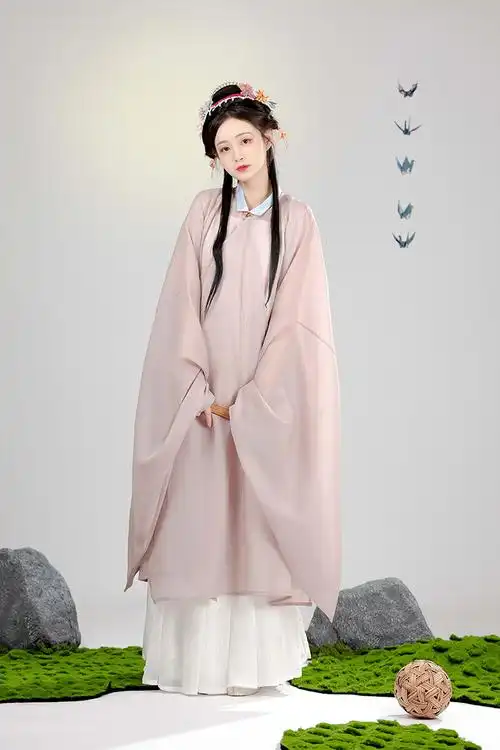 汉服女明制立领衫披风襦裙春季竹叶青披风含发带s