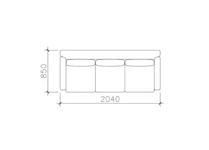 三人座沙发家具cad图块