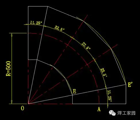 90度弯头虾米腰放样图及计算公式有点难度