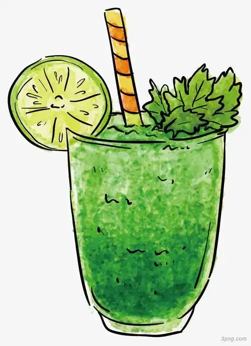 卡通绿色蔬菜果汁png素材透明免抠图片-卡通手绘