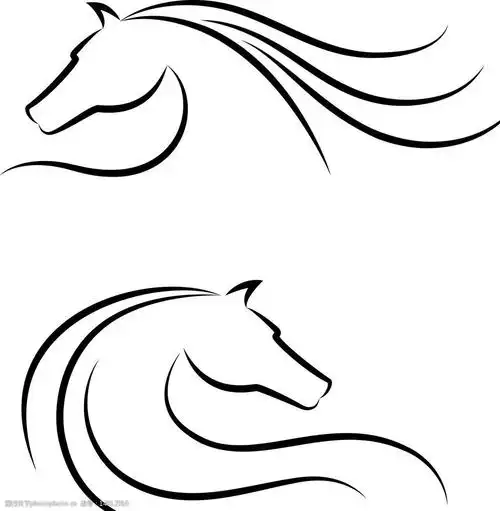 手绘马矢量素材图片