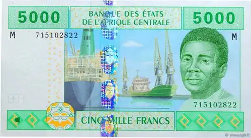 5000 francs central african states 2002 p.309m