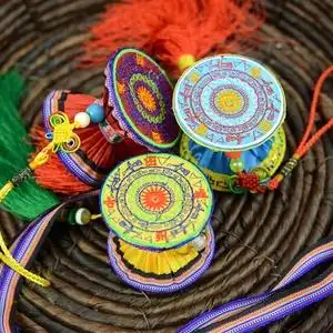 新品广西壮族传统民间手l工艺品壮锦壮绣布艺铜鼓民族创意礼品