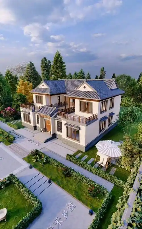 中式三合院别墅农村小院子