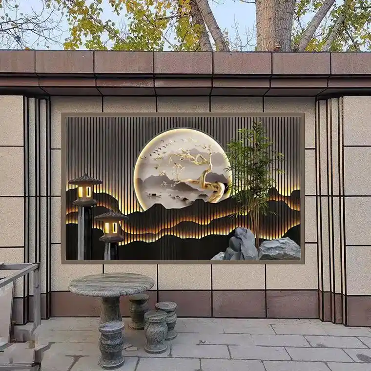 创作灵感 庭院户外别墅影壁墙五福临门院子墙面装饰福字微晶瓷 - 抖