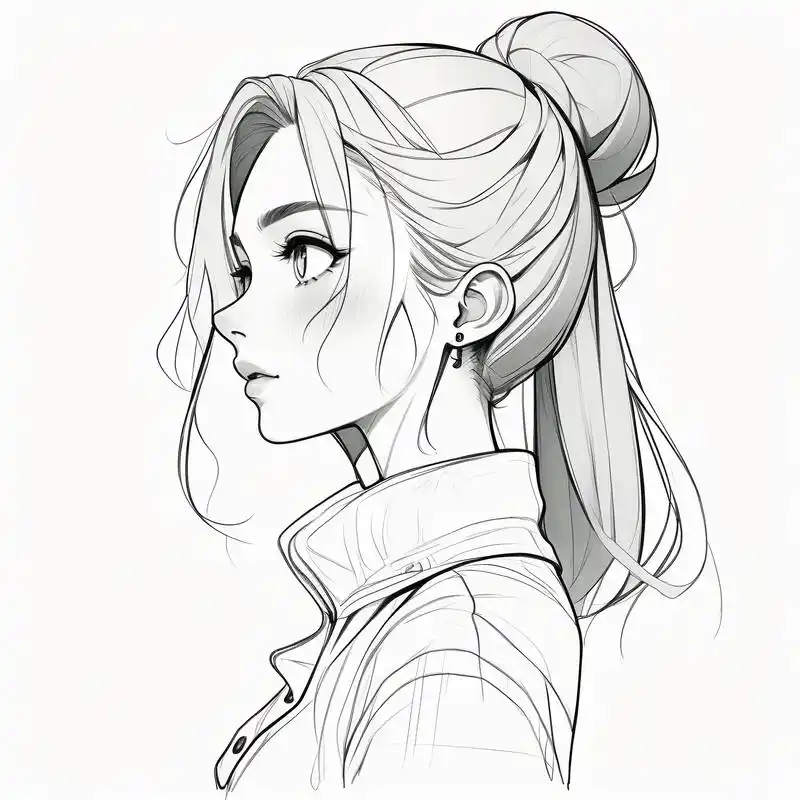 00 伤感女生侧脸流泪黑白素描头像 96