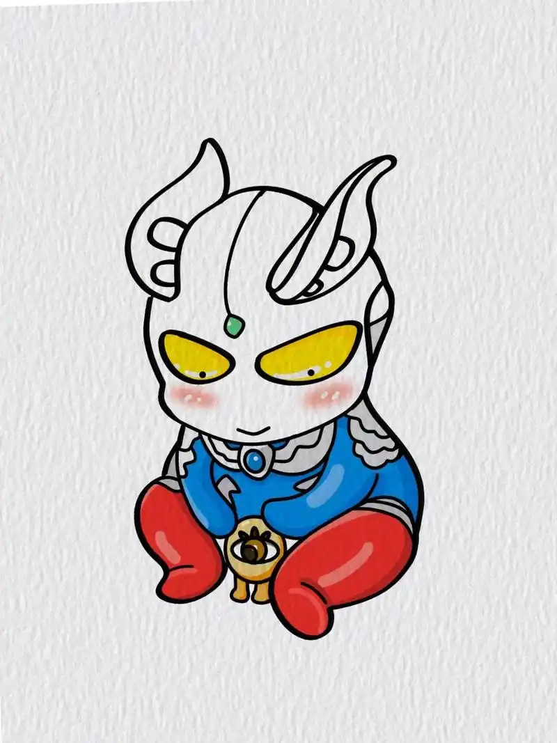 可爱q版赛罗奥特曼简笔画6015( 附画画过程          06615